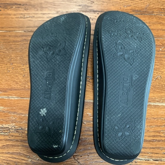 Alegria Fiona Sandals Women’s Patent Leather Tan Cork Print Platform Size 38 - Picture 9 of 14